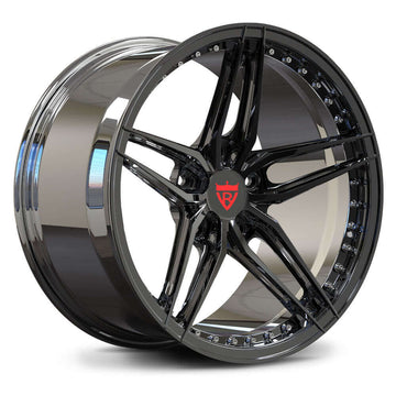 Custom forged 5 spoke black chrome wheel, precision engineered for Corvette and built to order.